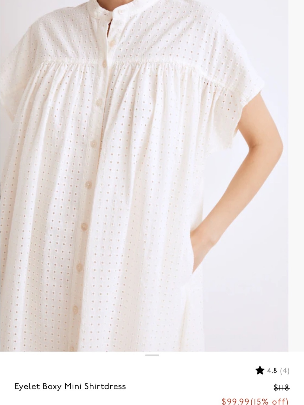 Madewell Ivory Eyelet Boxy Mini Dress